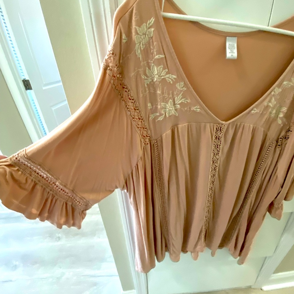 Embroidered Blush Top